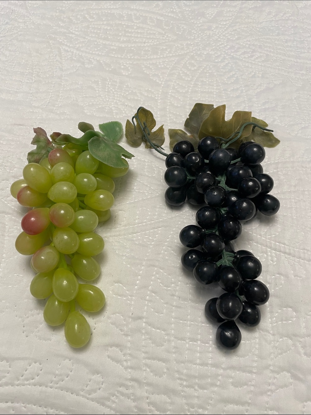 Set of 2 Faux Artificial Rubber Plastic Grape Clusters Wine Decorative Decor